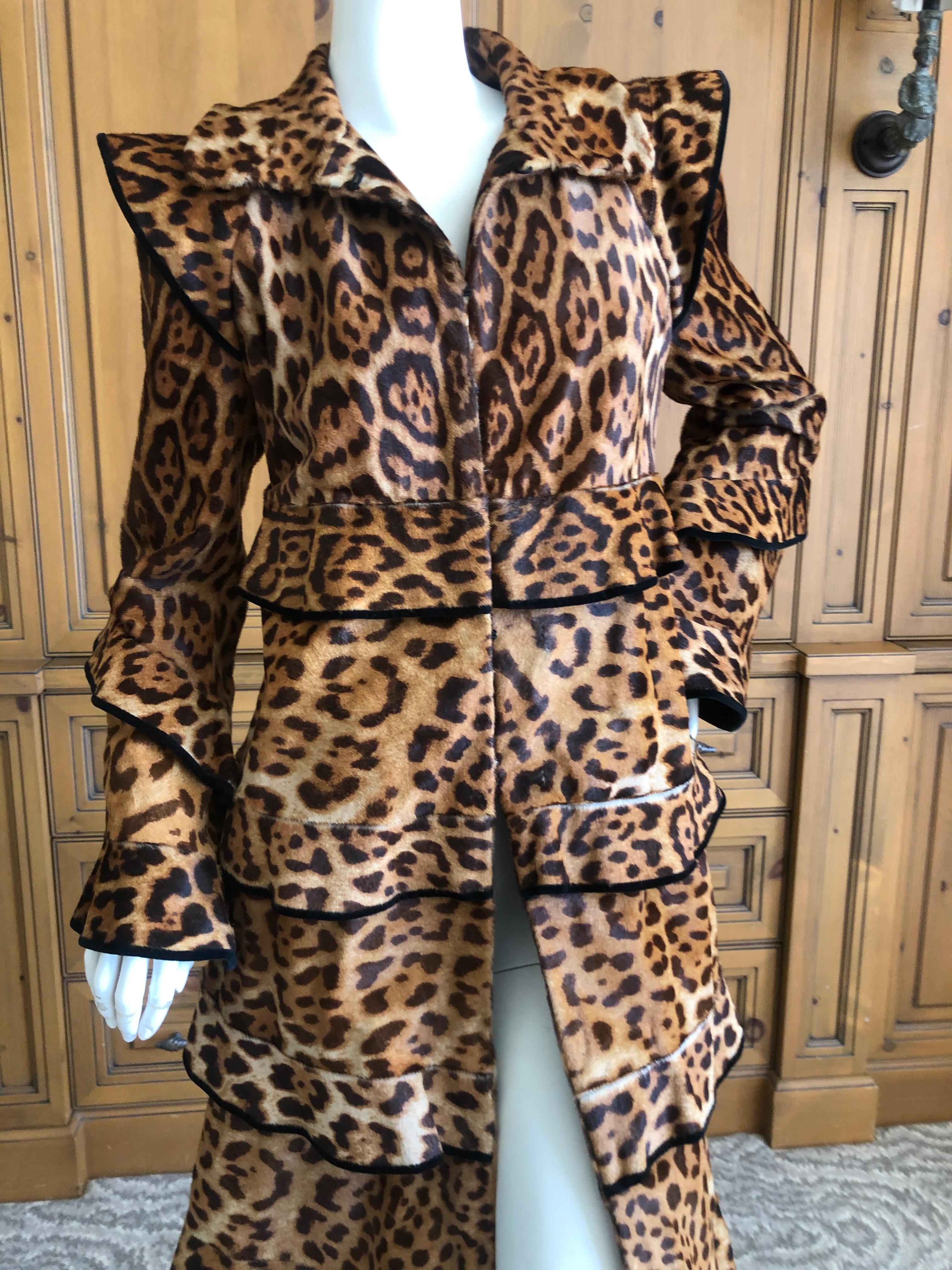 Tom Ford for YSL Fall 2004 Iconic Pony Skin Leopard Print Pagoda Coat 4
