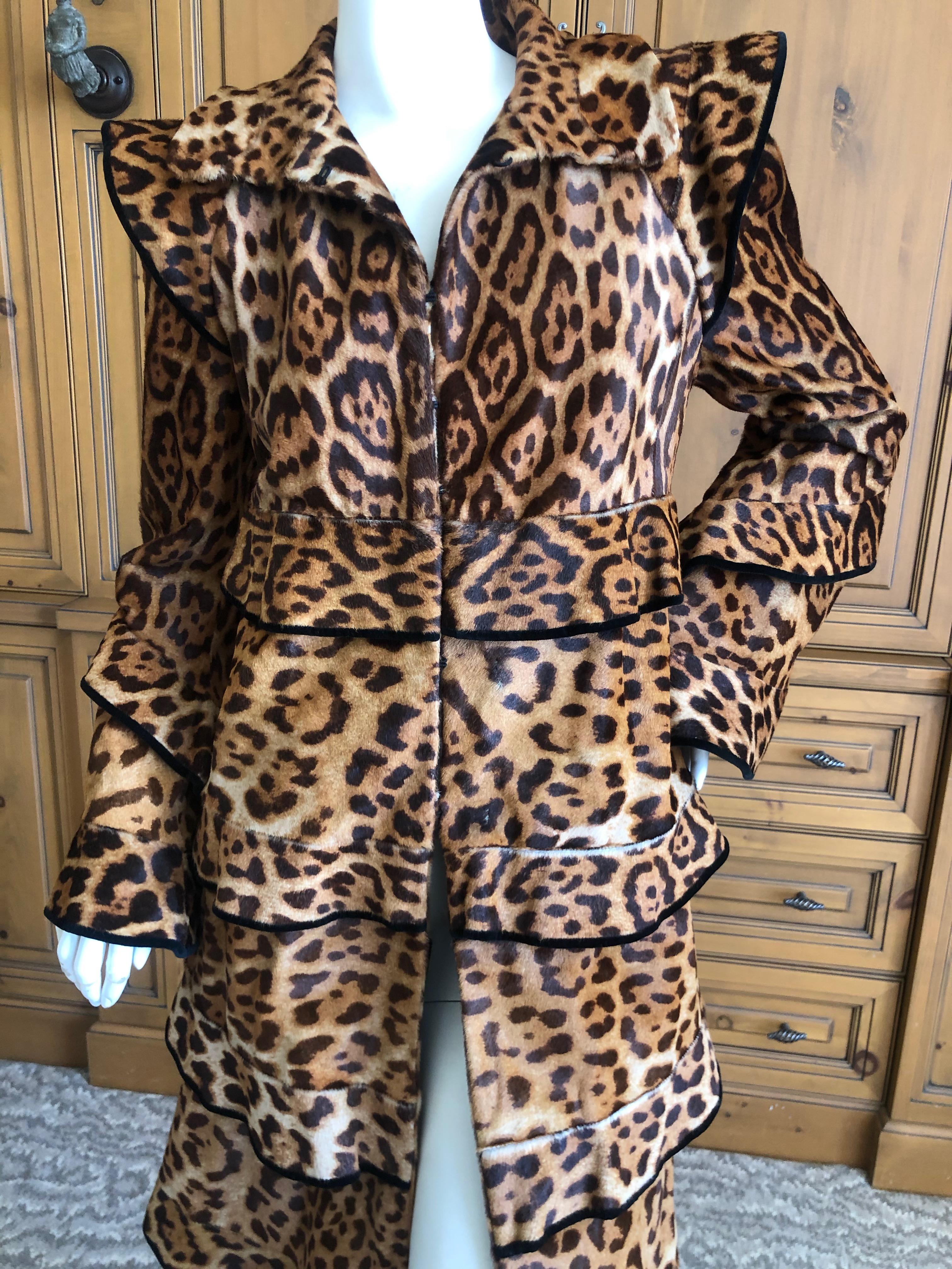 Tom Ford for YSL Fall 2004 Iconic Pony Skin Leopard Print Pagoda Coat 5