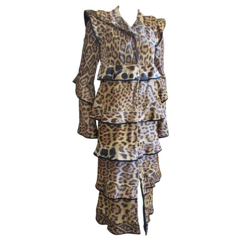 Tom Ford for YSL Fall 2004 Iconic Pony Skin Leopard Print Pagoda Coat