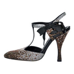 Tom Ford pour YSL - Chaussures Spectator embellies de cristaux, collection P/E 2004, taille 39 US 9
