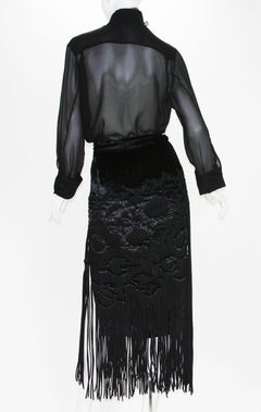 Tom Ford for Yves Saint Laurent 2001-2003 Collection Silk Top Velvet Skirt Suit