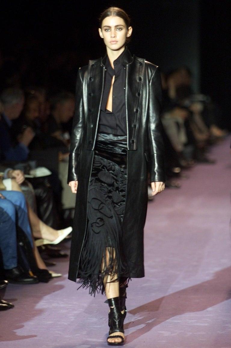 Black Tom Ford for Yves Saint Laurent 2001-2003 Collection Silk Top Velvet Skirt Suit  For Sale