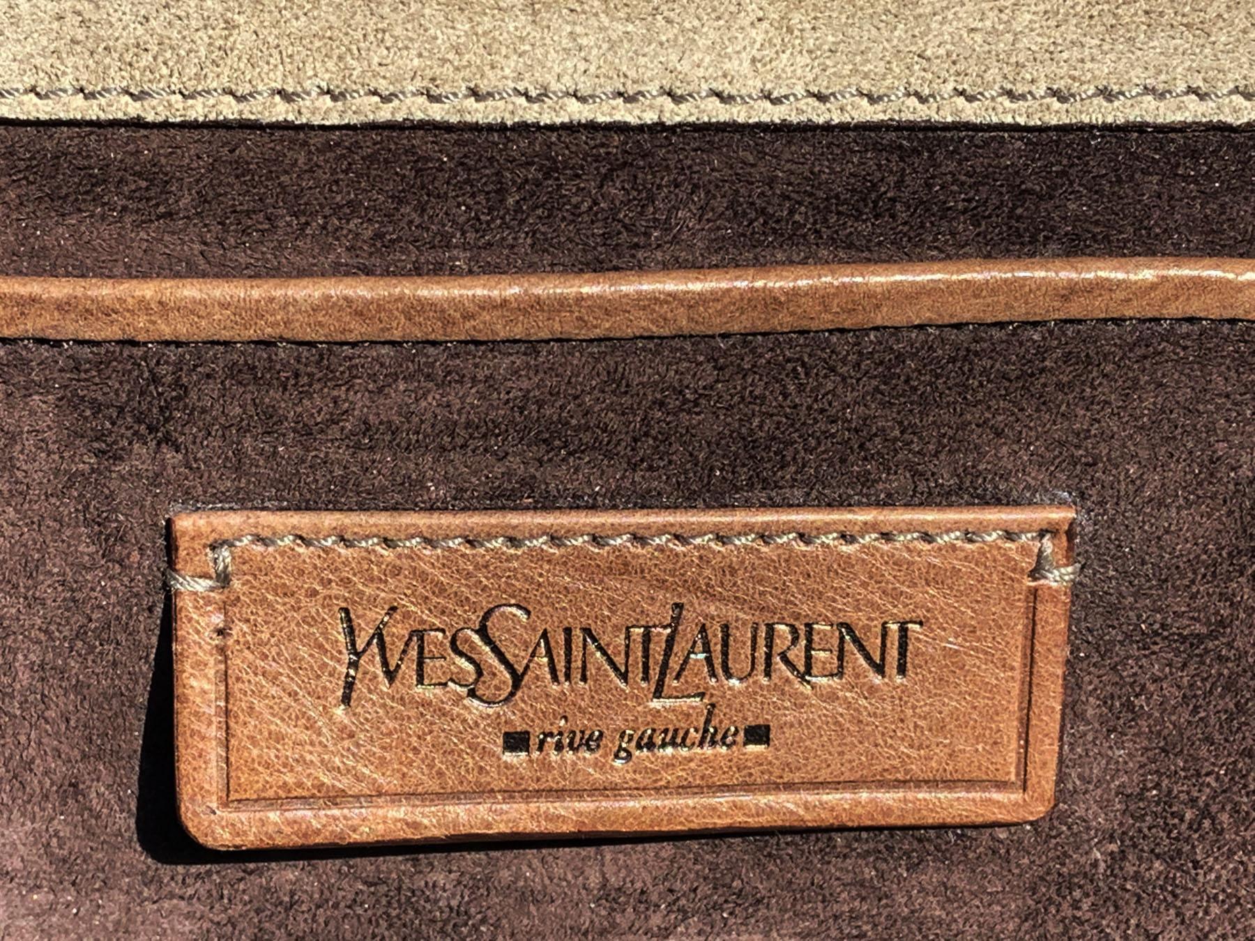 Brown Tom Ford for Yves Saint Laurent 2002 Collection Suede Stone Clutch Shoulder Bag  For Sale