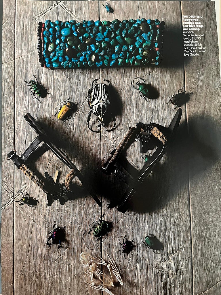 Blue Tom Ford for Yves Saint Laurent 2002 *Out of Africa* Turquoise Beaded Clutch Bag For Sale