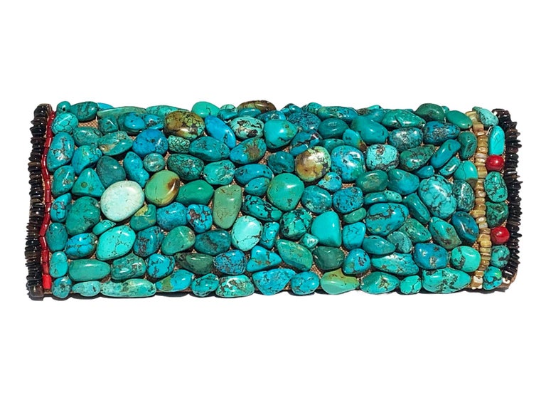 Tom Ford for Yves Saint Laurent 2002 *Out of Africa* Turquoise Beaded Clutch Bag In Excellent Condition For Sale In Montgomery, TX