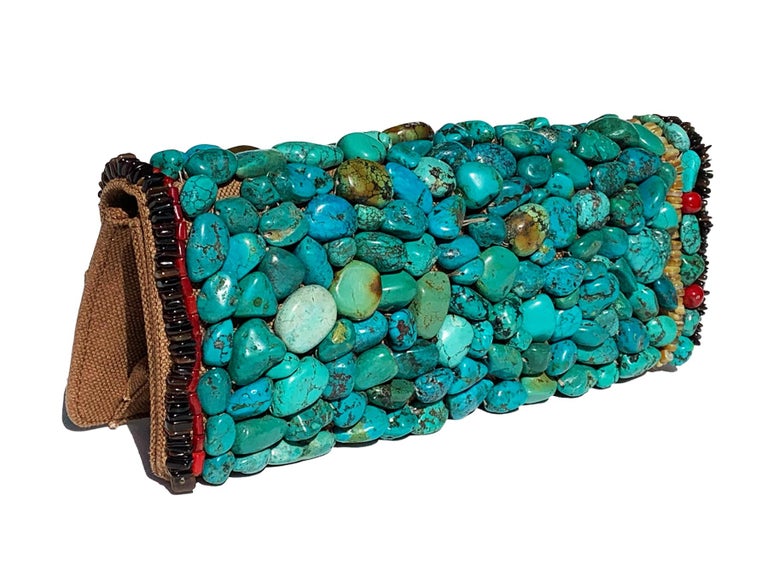 Tom Ford for Yves Saint Laurent 2002 *Out of Africa* Turquoise Beaded Clutch Bag For Sale 1