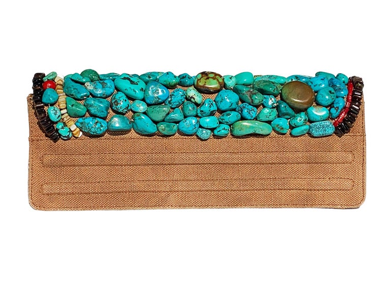 Tom Ford for Yves Saint Laurent 2002 *Out of Africa* Turquoise Beaded Clutch Bag For Sale 3