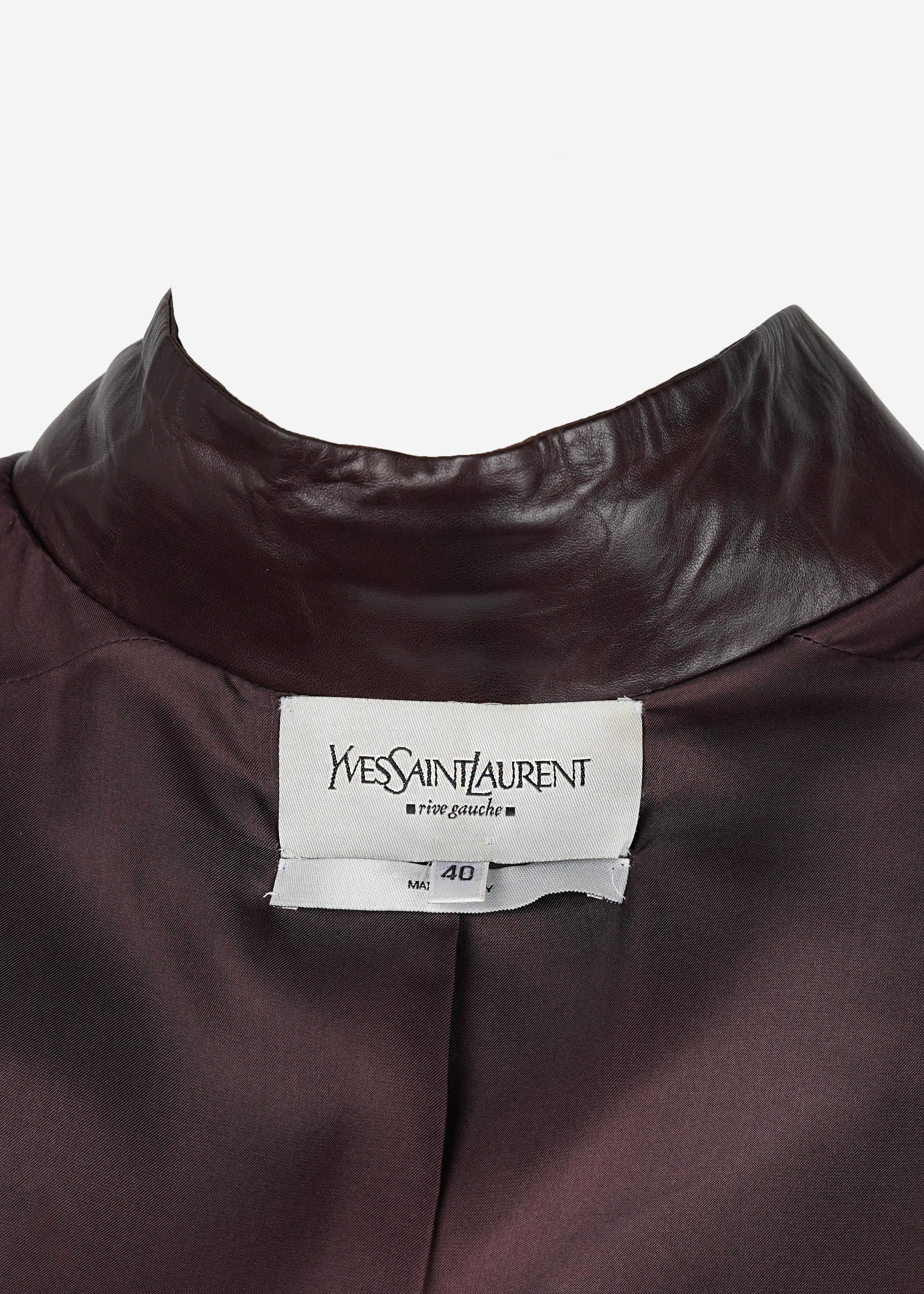 Tom Ford for Yves Saint Laurent 2004 Auberginefarbene Jacke mit Schößchen aus Leder, IT 40 im Angebot 4