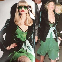 Tom Ford for Yves Saint Laurent AD Campaign F/W 2003 Silk Green Ruffle Dress