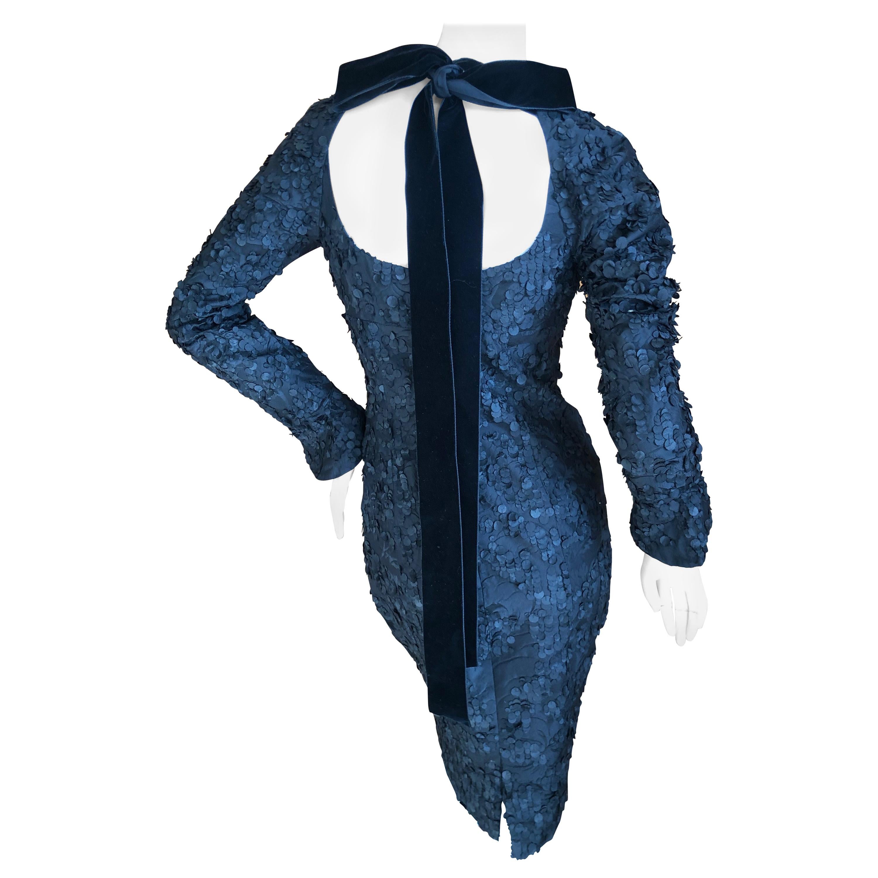 Tom Ford for Yves Saint Laurent Backless "Sequin" LBD with Velvet Tie For Sale