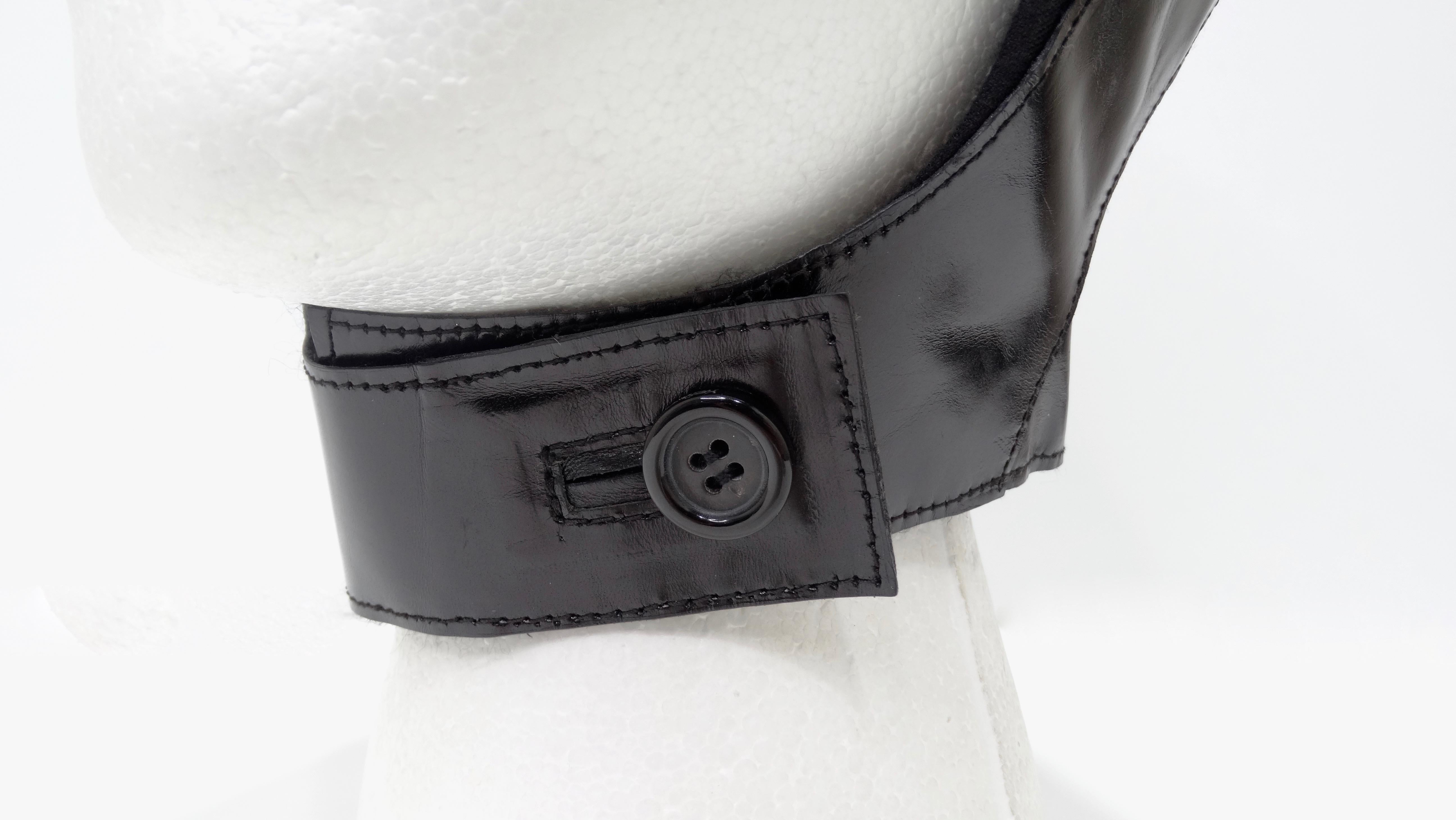 Tom Ford for Yves Saint Laurent Black Leather Flight Cap  For Sale 1
