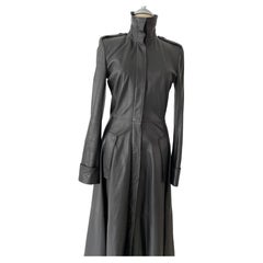 Tom Ford für Yves Saint Laurent Schwarzer langer Ledermantel aus Leder Herbst 2001