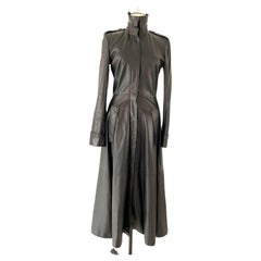 Tom Ford for Yves Saint Laurent Cappotto lungo in pelle nera Autunno 2001