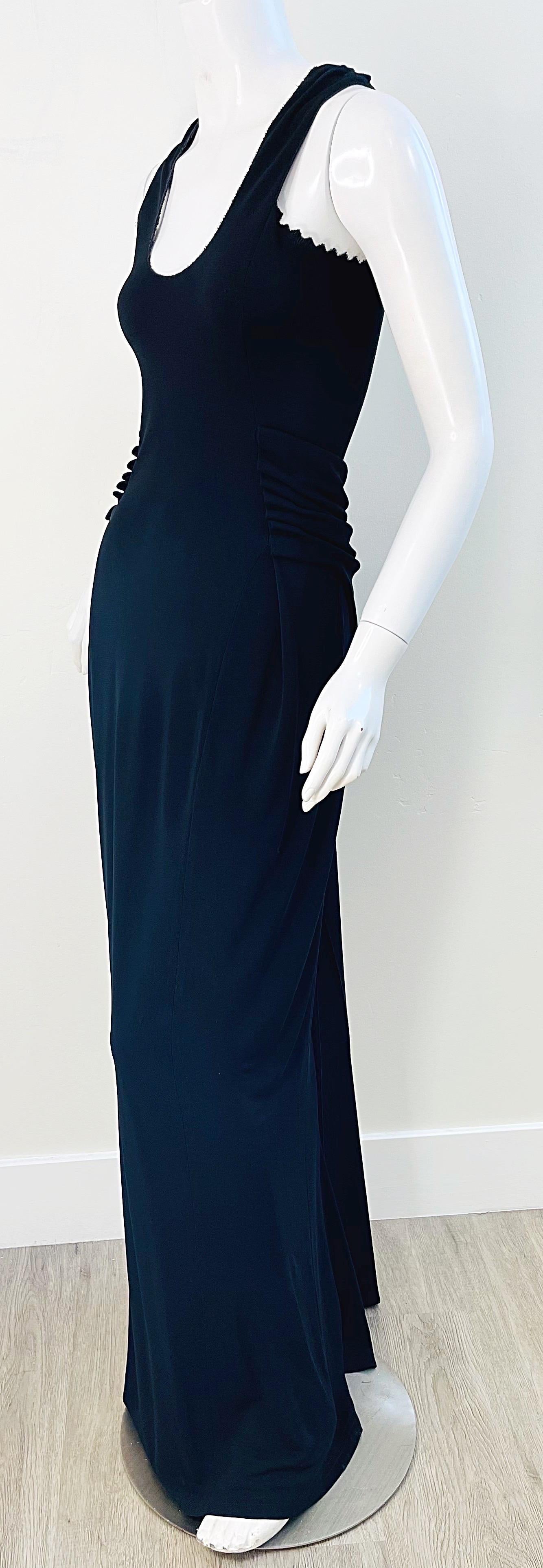 Tom Ford for Yves Saint Laurent Black Rayon Jersey Knit Vintage Sleeveless Gown For Sale 13