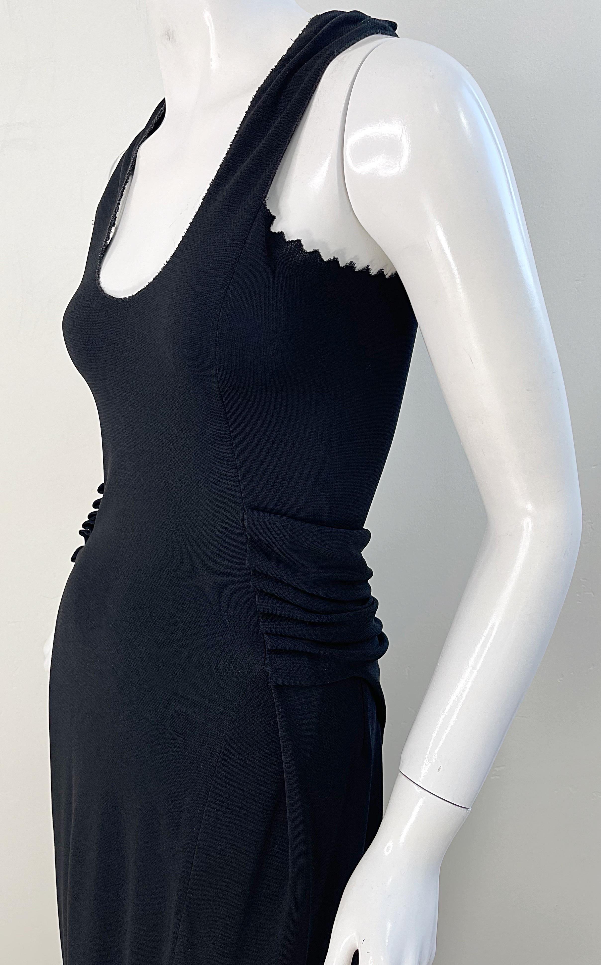 Tom Ford for Yves Saint Laurent Black Rayon Jersey Knit Vintage Sleeveless Gown For Sale 3