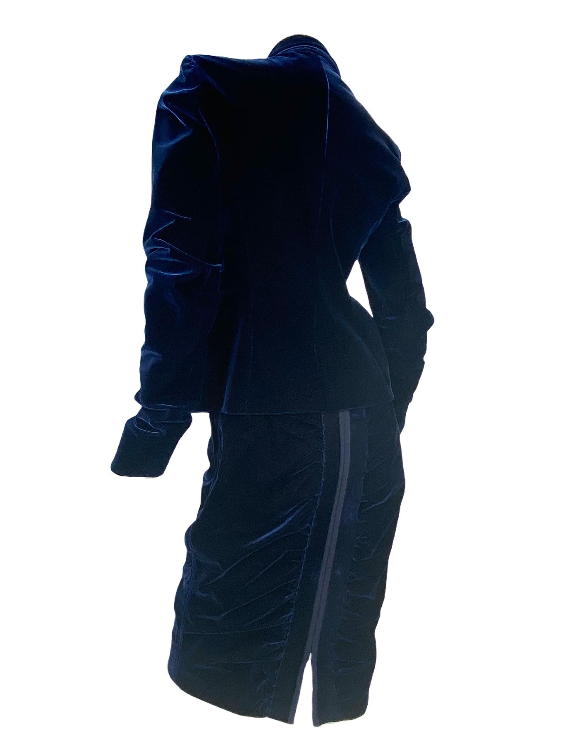 Black 2002 Vintage TOM FORD for YVES SAINT LAURENT Navy Blue Velvet Suit