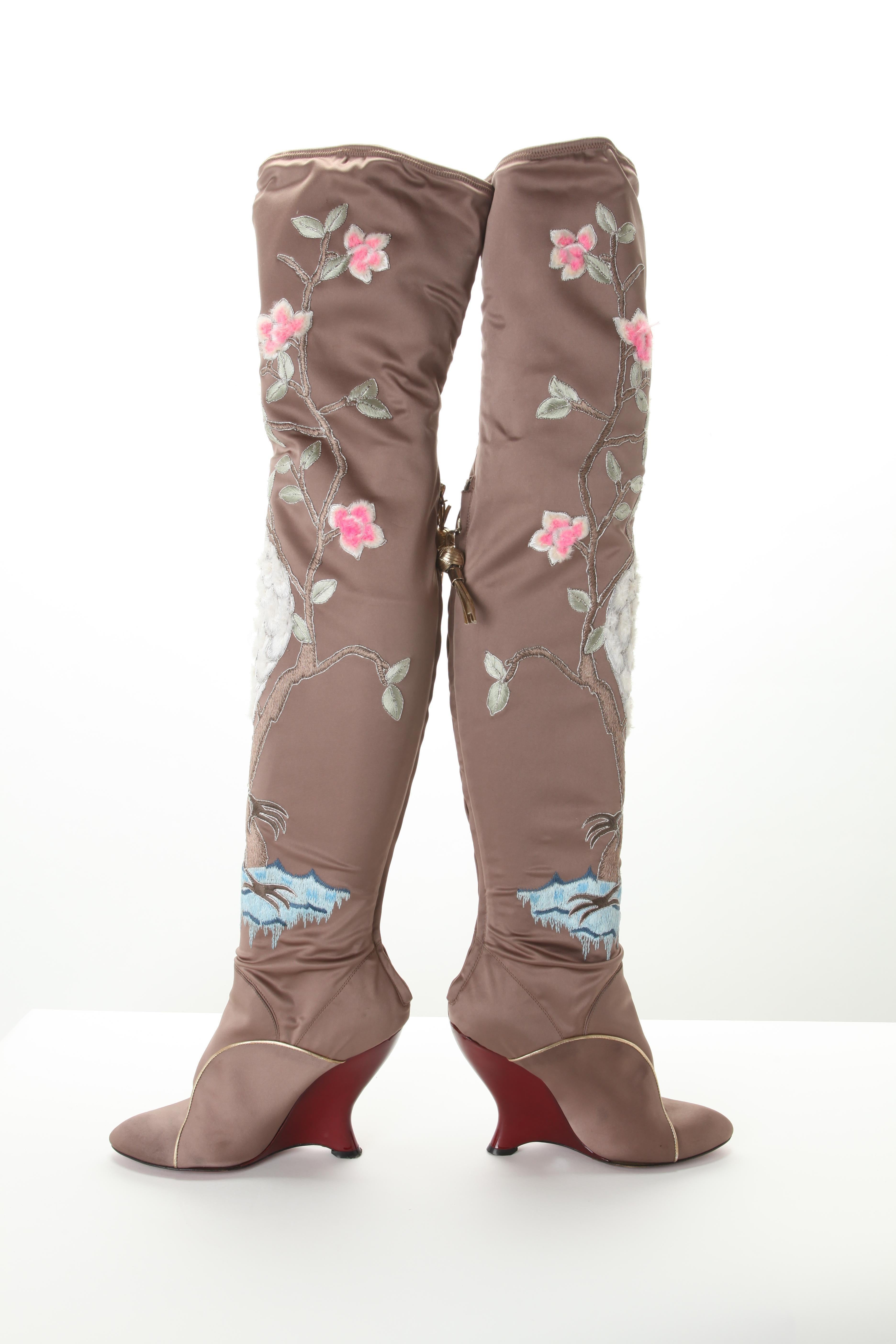 saint laurent floral boots