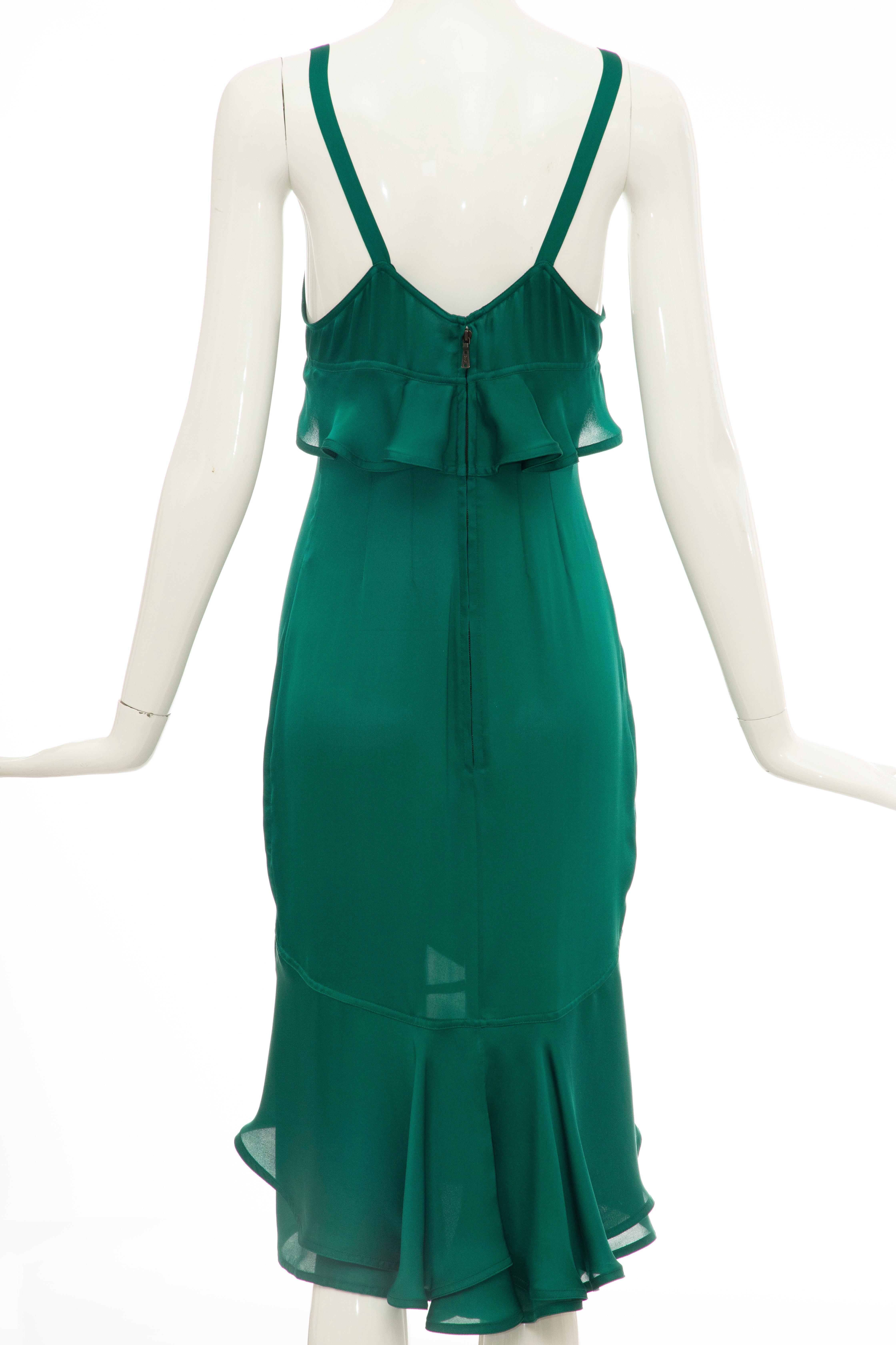 Tom Ford for Yves Saint Laurent Emerald Green Velvet Silk Dress Suit,  Fall 2003 9