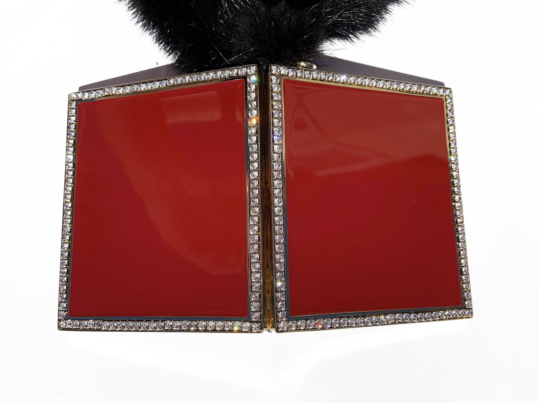 Black Tom Ford for Yves Saint Laurent Enamel Crystals Mink Cigarette Case Kate Moss 