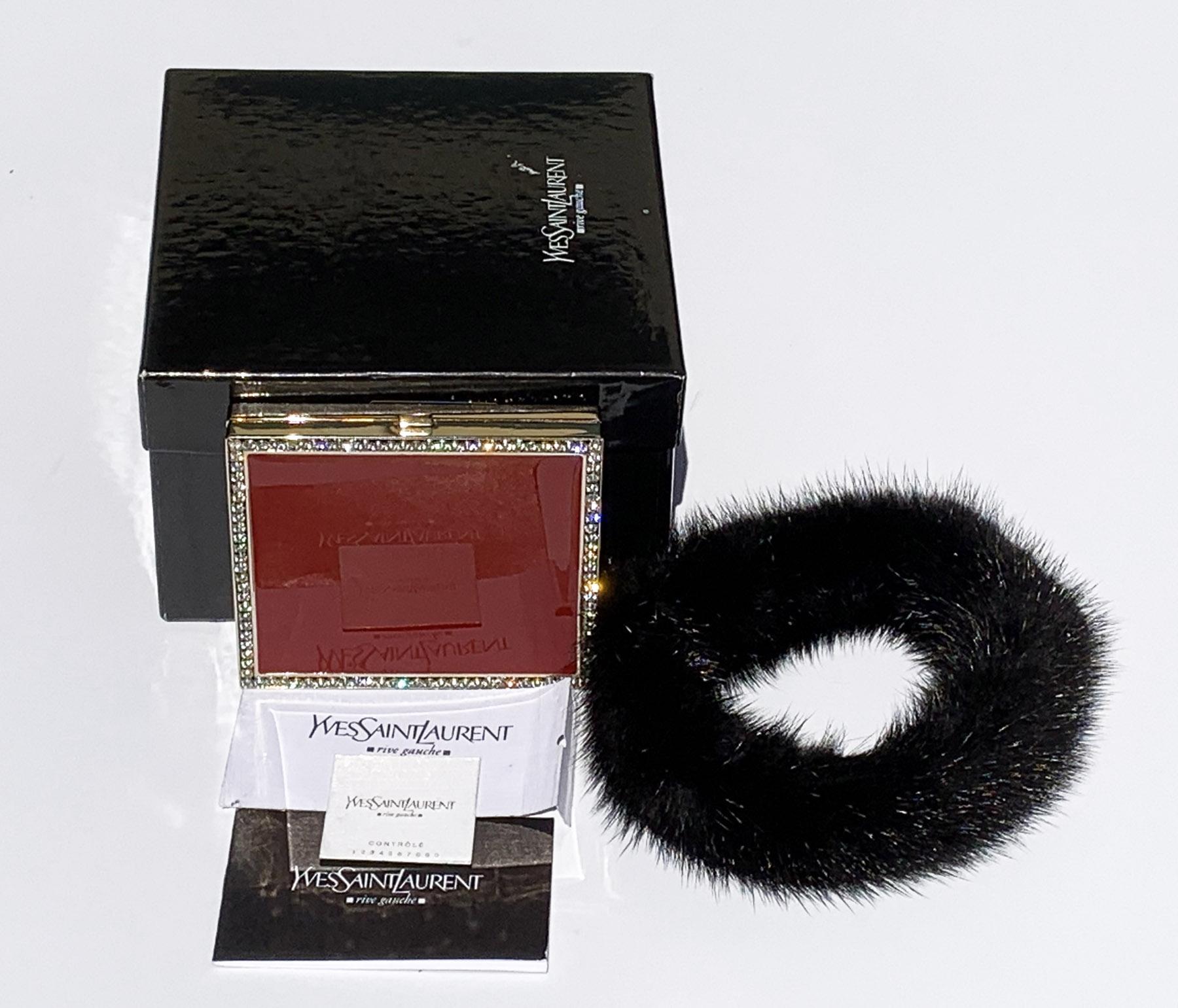 Women's Tom Ford for Yves Saint Laurent Enamel Crystals Mink Cigarette Case Kate Moss 