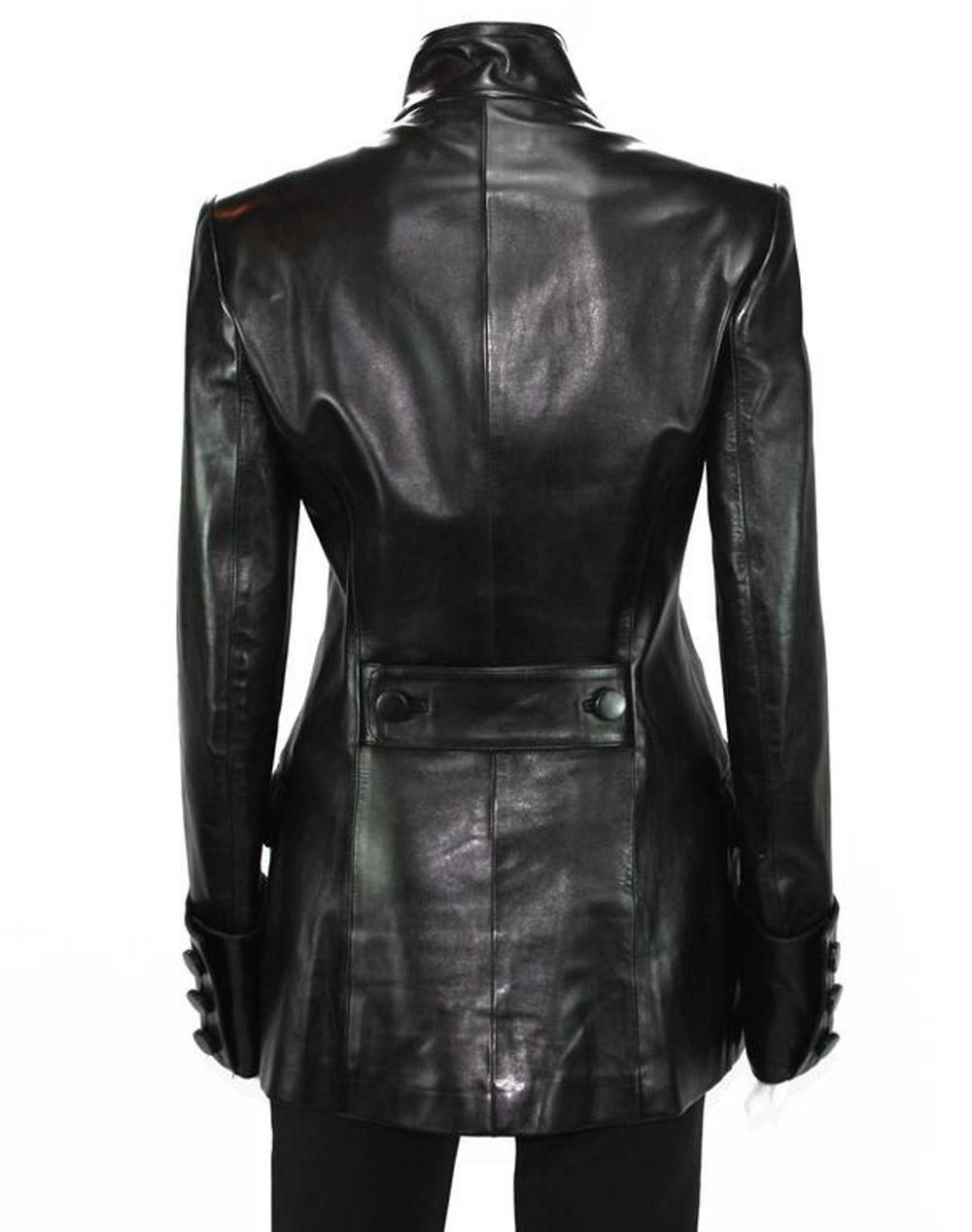 Donna Tom Ford for Yves Saint Laurent A/I 2001 Giacca militare in pelle It 40 - US 4 in vendita