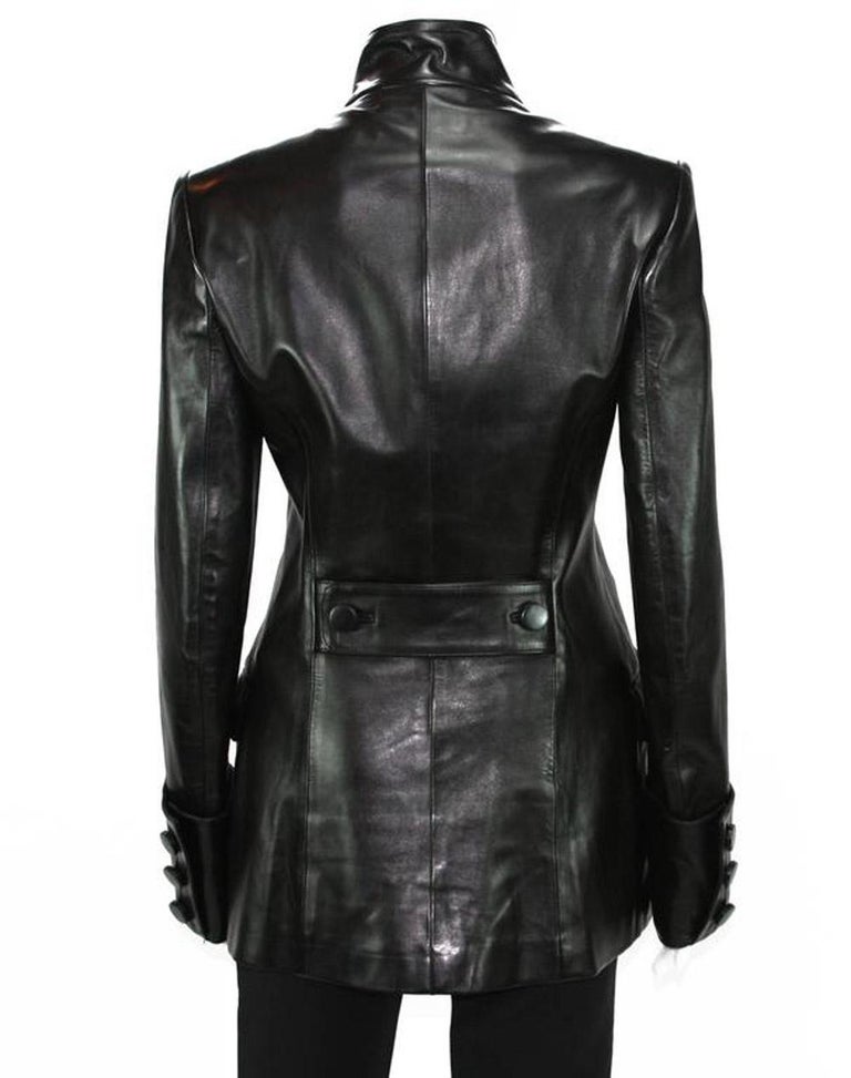 Tom Ford for Yves Saint Laurent F/W 2001 Leather Military Jacket It 40 ...