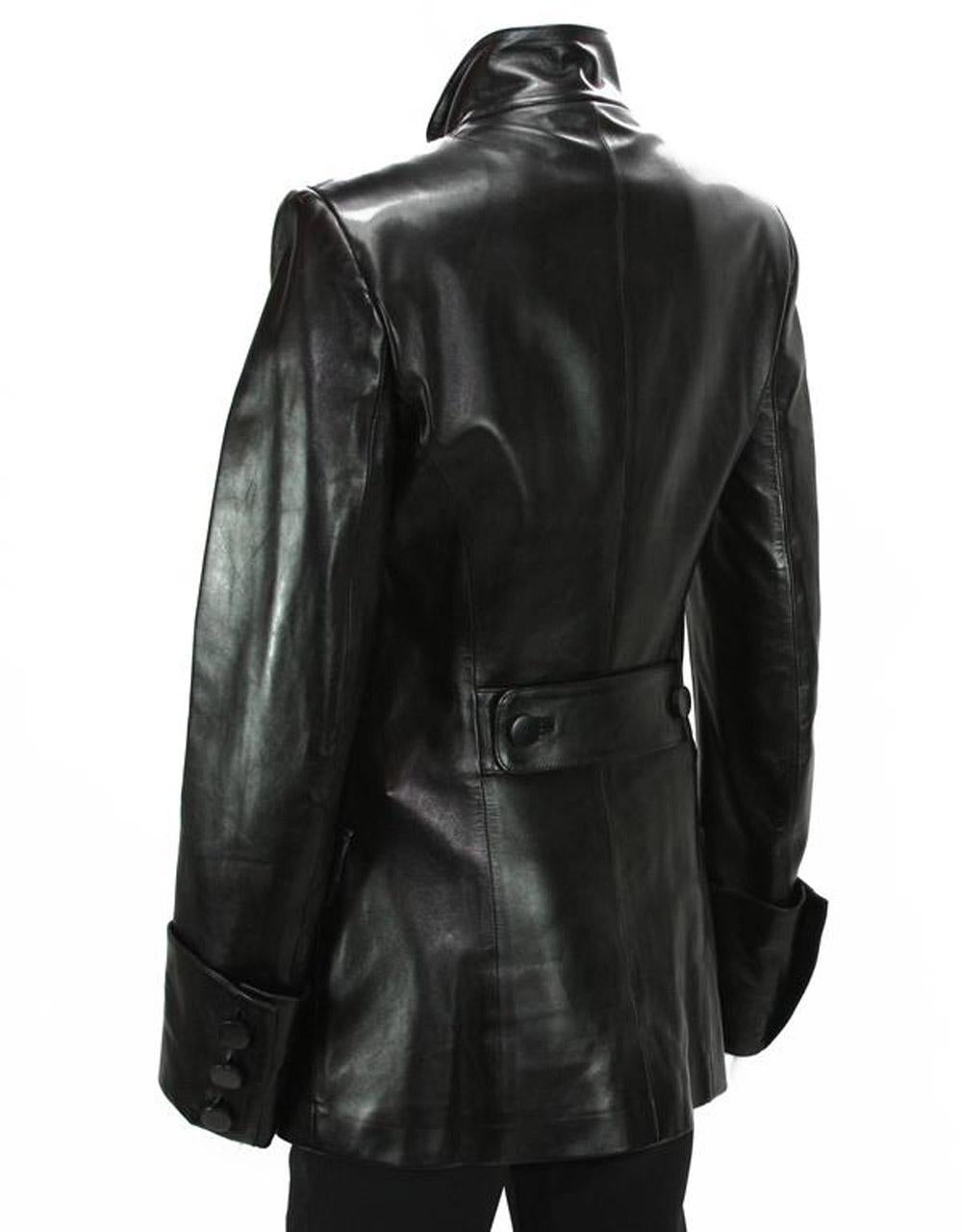 Tom Ford for Yves Saint Laurent A/I 2001 Giacca militare in pelle It 40 - US 4 in vendita 1