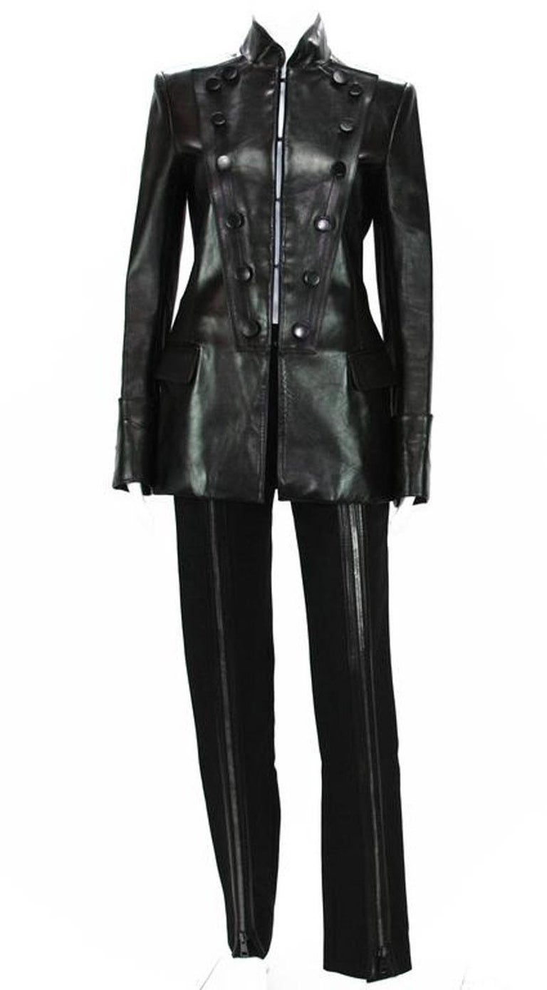 Tom Ford for Yves Saint Laurent F/W 2001 Leather Military Jacket It 40 ...