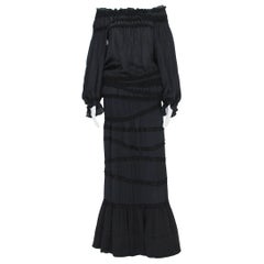 Tom Ford for Yves Saint Laurent F/W 2001 Runway Black Silk Maxi Skirt Suit 