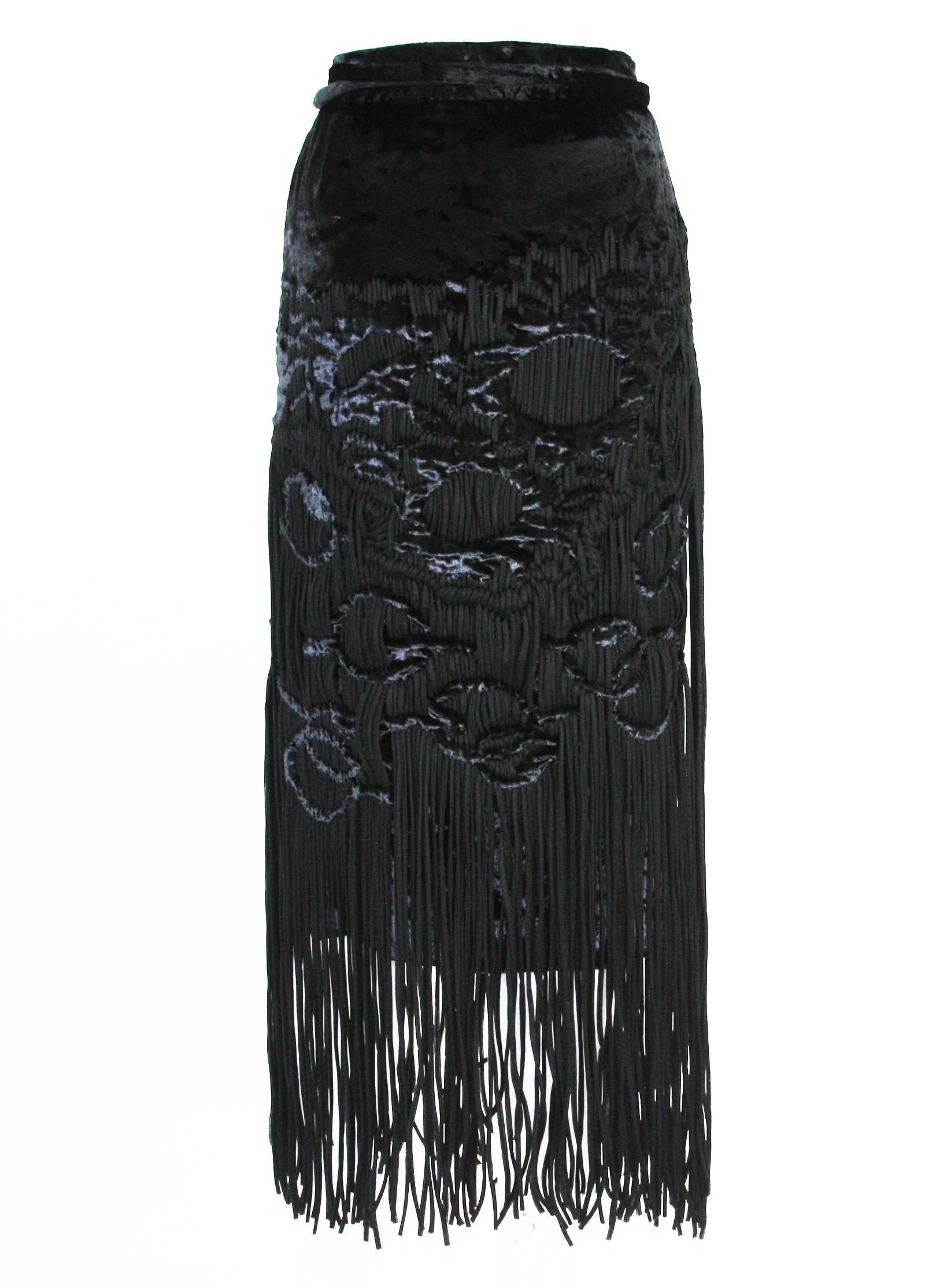 saint laurent fringe skirt