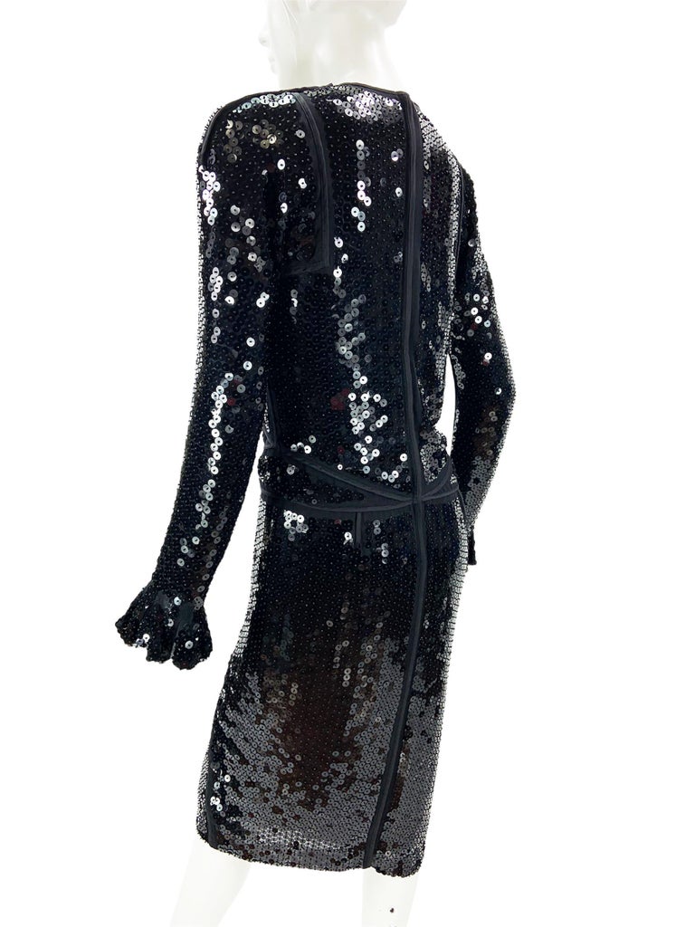 tom ford black sequin dress Tom Ford Black Sequins Off the Shoulder Mermaid Gown Size Small