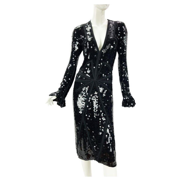 Tom Ford for Yves Saint Laurent F/W 2002 Black Sequin Embellished Dress Fr.  38 For Sale at 1stDibs