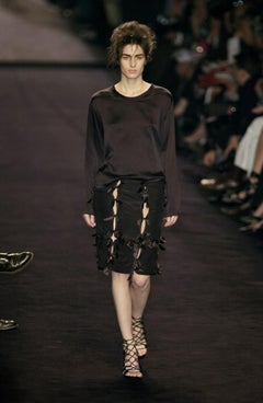 Tom Ford for Yves Saint Laurent A/I 2002 Gonna con fiocco in seta nera Fr. 38 - 6