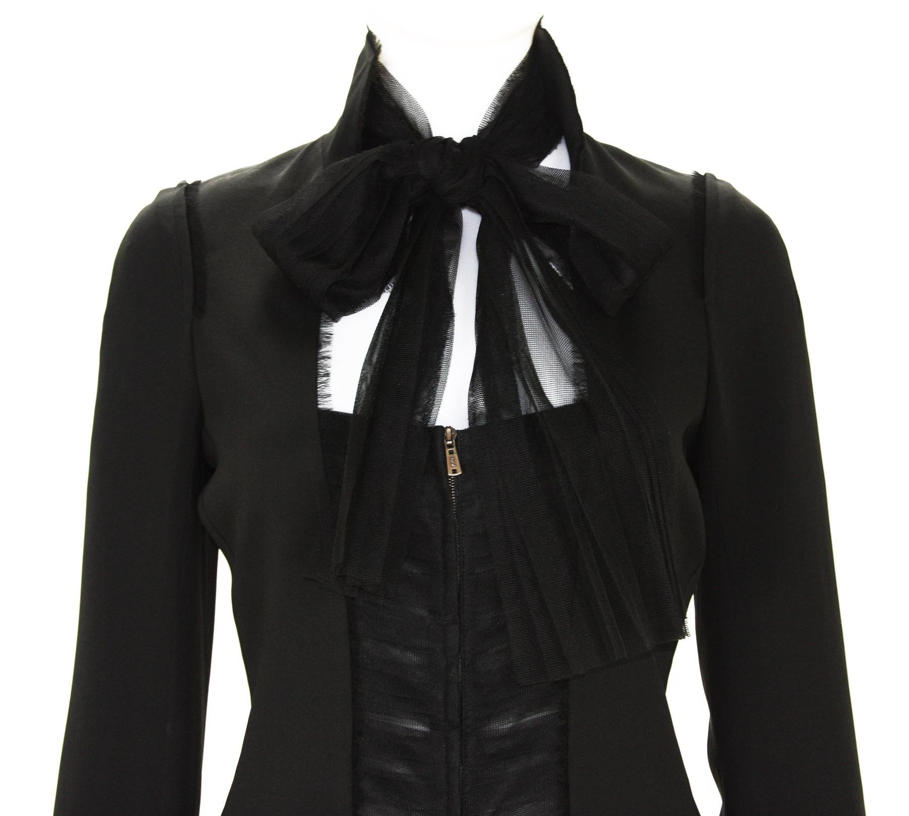 Tom Ford for Yves Saint Laurent F/W 2002 Black Silk Tulle Jacket Blazer 36, 38  5