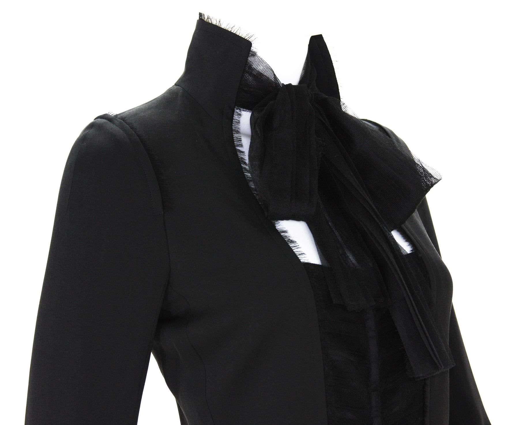 Tom Ford for Yves Saint Laurent F/W 2002 Black Silk Tulle Jacket Blazer 36, 38  6