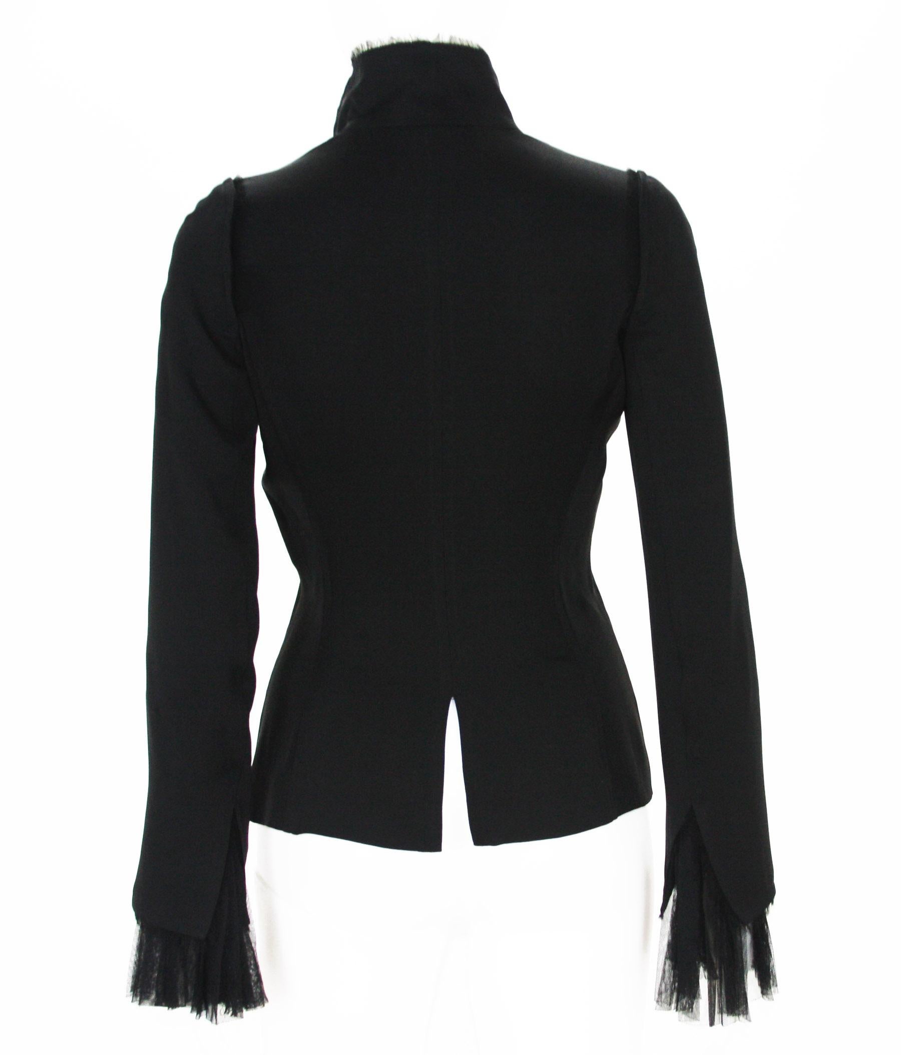 Tom Ford for Yves Saint Laurent F/W 2002 Black Silk Tulle Jacket Blazer 36, 38  In Excellent Condition In Montgomery, TX