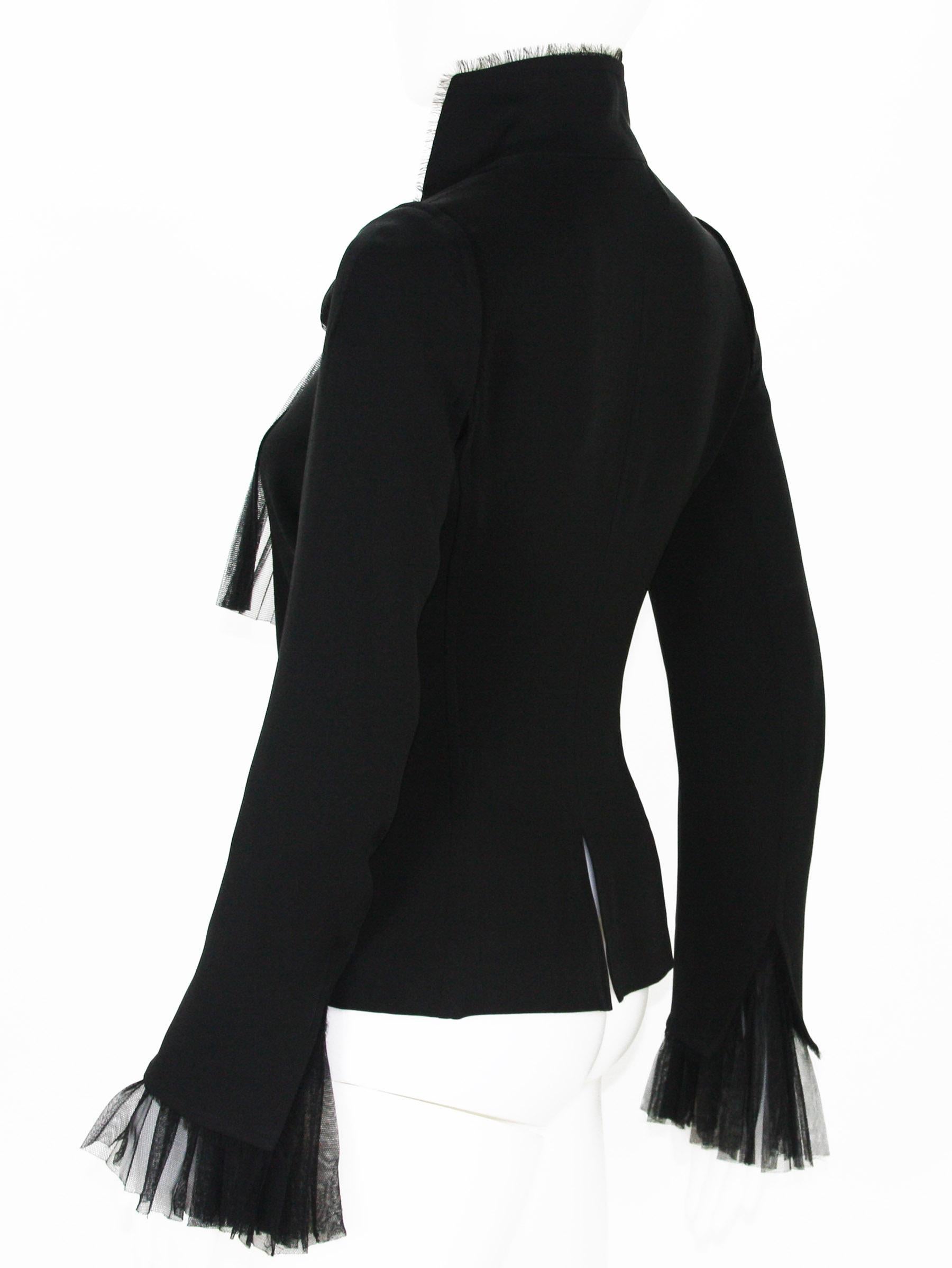 Noir Tom Ford pour Yves Saint Laurent - Blazer en tulle de soie noir, taille FR 36, automne-hiver 2002 en vente