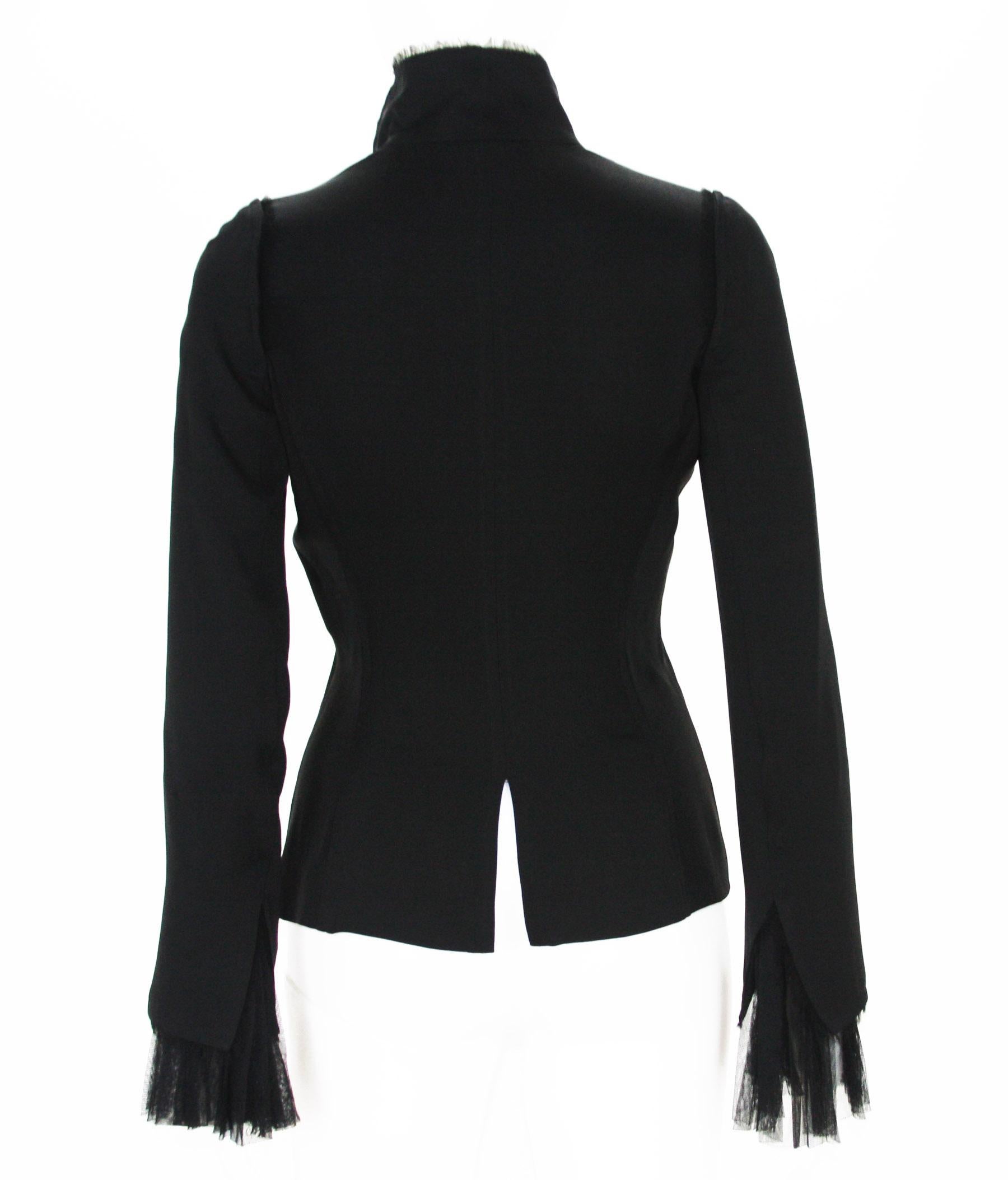 Tom Ford pour Yves Saint Laurent - Blazer en tulle de soie noir, taille FR 36, automne-hiver 2002 Excellent état - En vente à Montgomery, TX