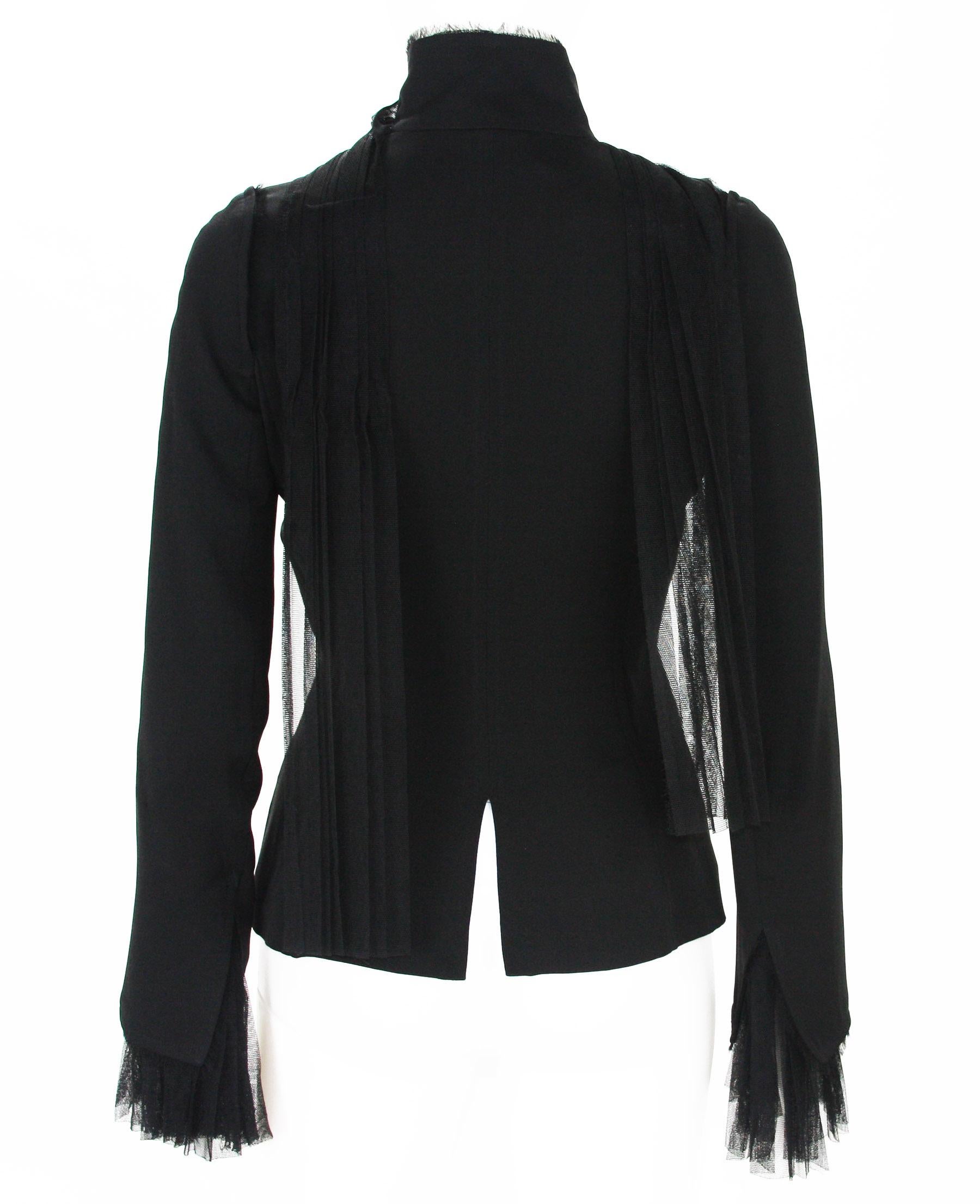 Tom Ford for Yves Saint Laurent F/W 2002 Black Silk Tulle Jacket Blazer Fr 36 For Sale 5