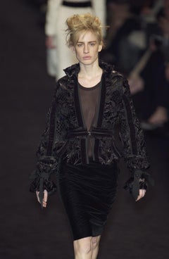 Tom Ford for Yves Saint Laurent FW 2002 Collection Black Taffeta Velvet Jacket 6