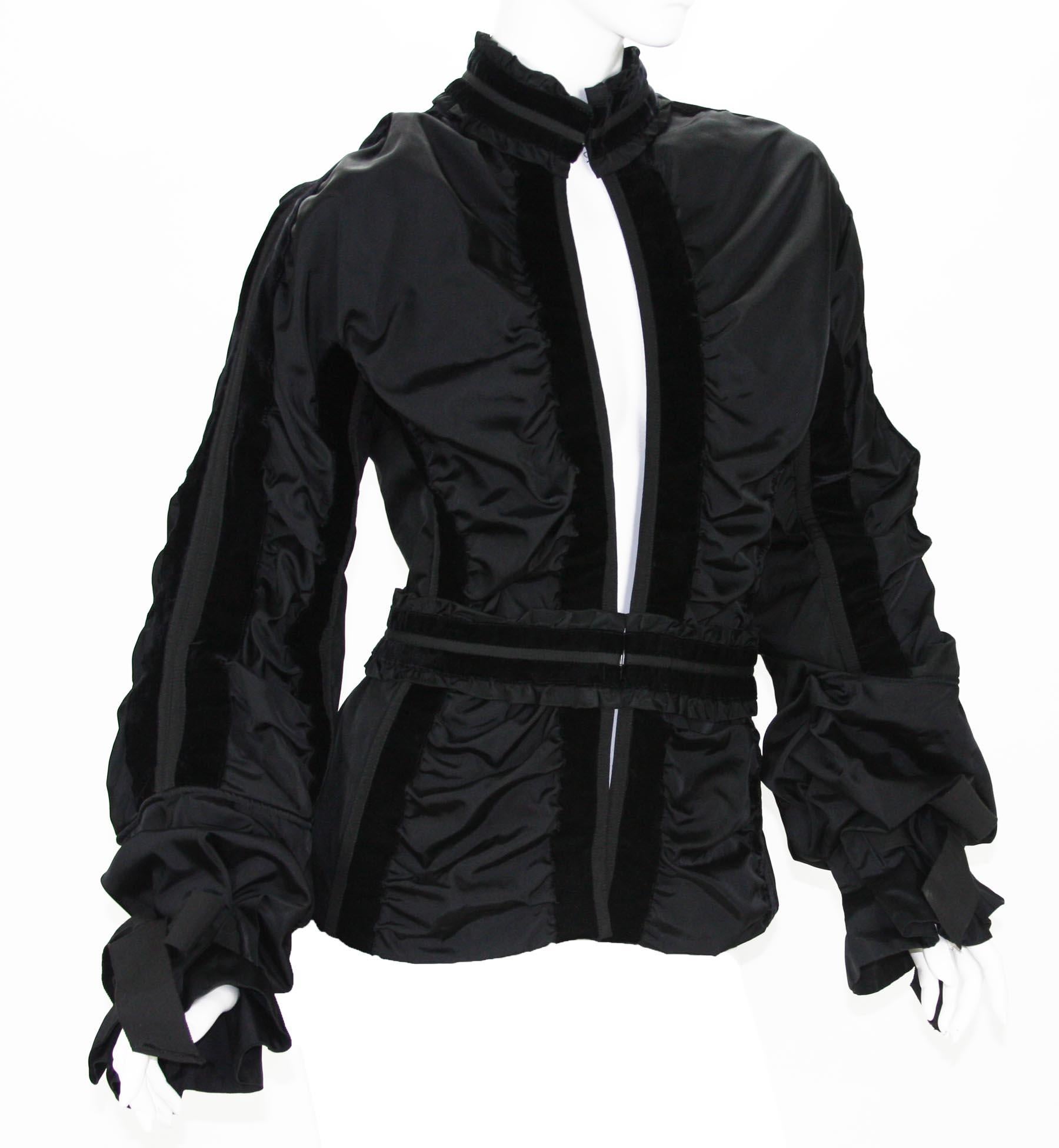 Women's Tom Ford for Yves Saint Laurent FW 2002 Collection Black Taffeta Velvet Jacket 6 For Sale