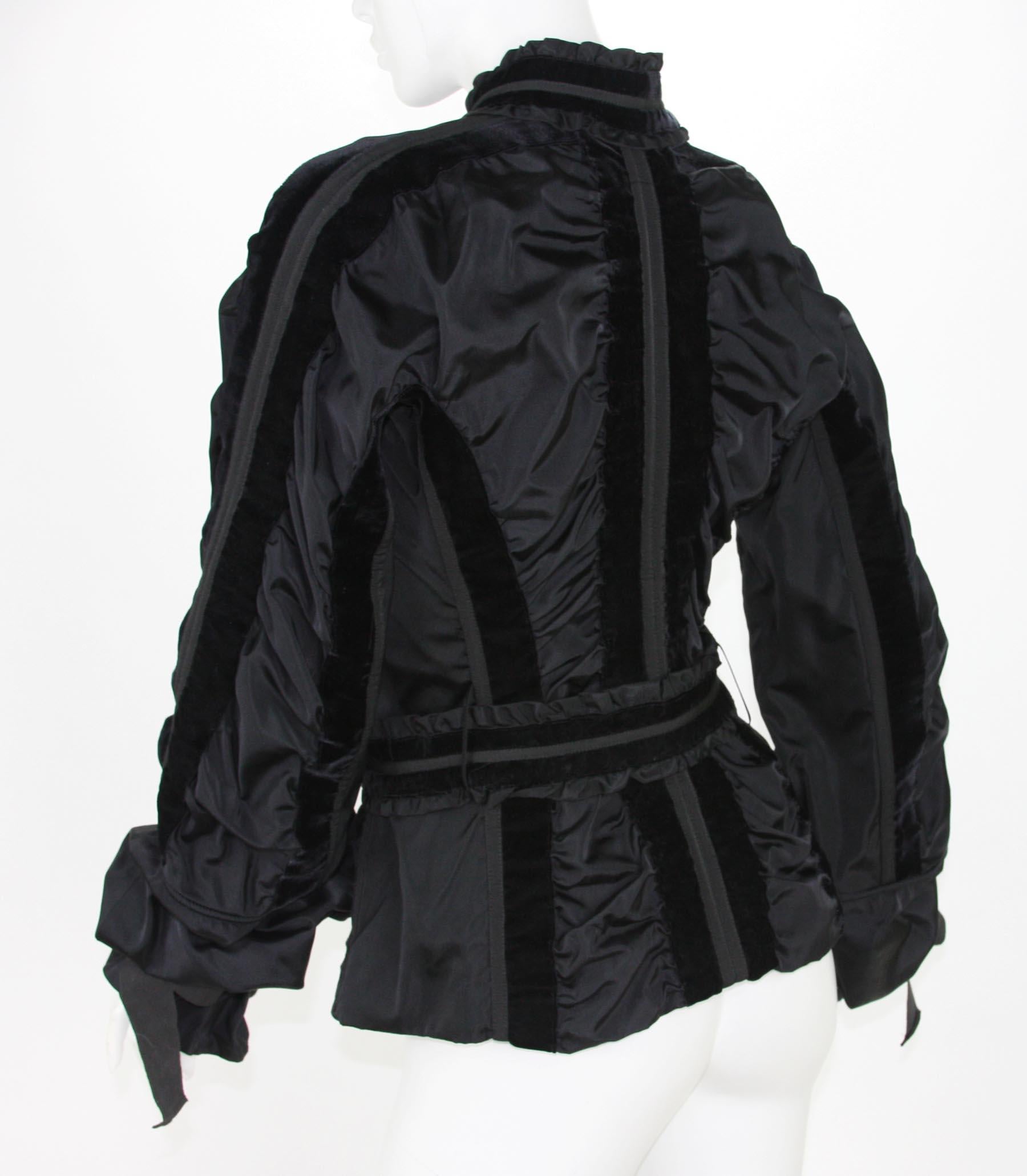 Tom Ford for Yves Saint Laurent FW 2002 Collection Black Taffeta Velvet Jacket 6 For Sale 3