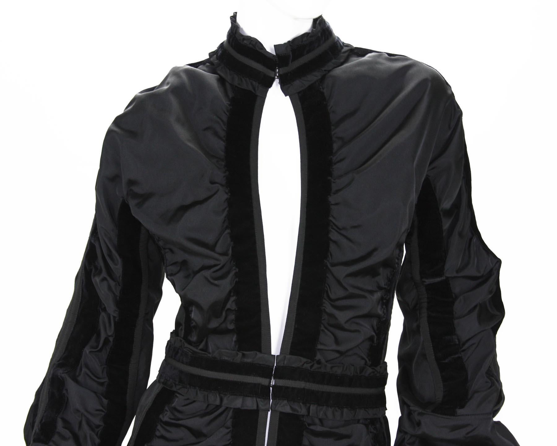 Tom Ford for Yves Saint Laurent FW 2002 Collection Black Taffeta Velvet Jacket 6 For Sale 4