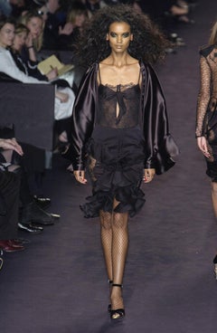 Tom Ford for Yves Saint Laurent F/W 2003 Lace Silk Ruffle Skirt Suit French 40