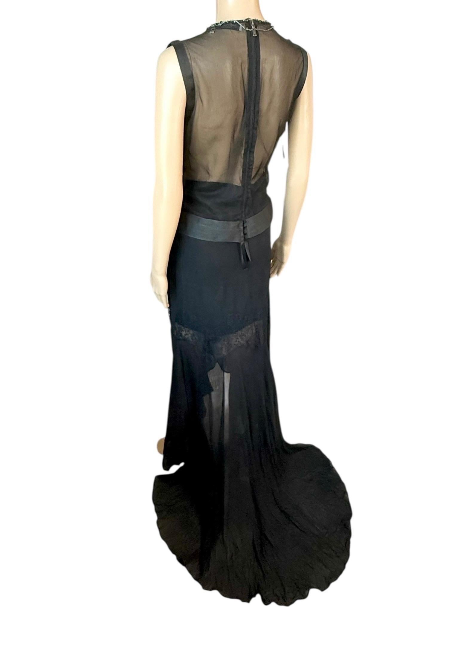 Tom Ford for Yves Saint Laurent F/W 2003 Runway Sheer Bra Top& Skirt 2 Piece Set in vendita 10