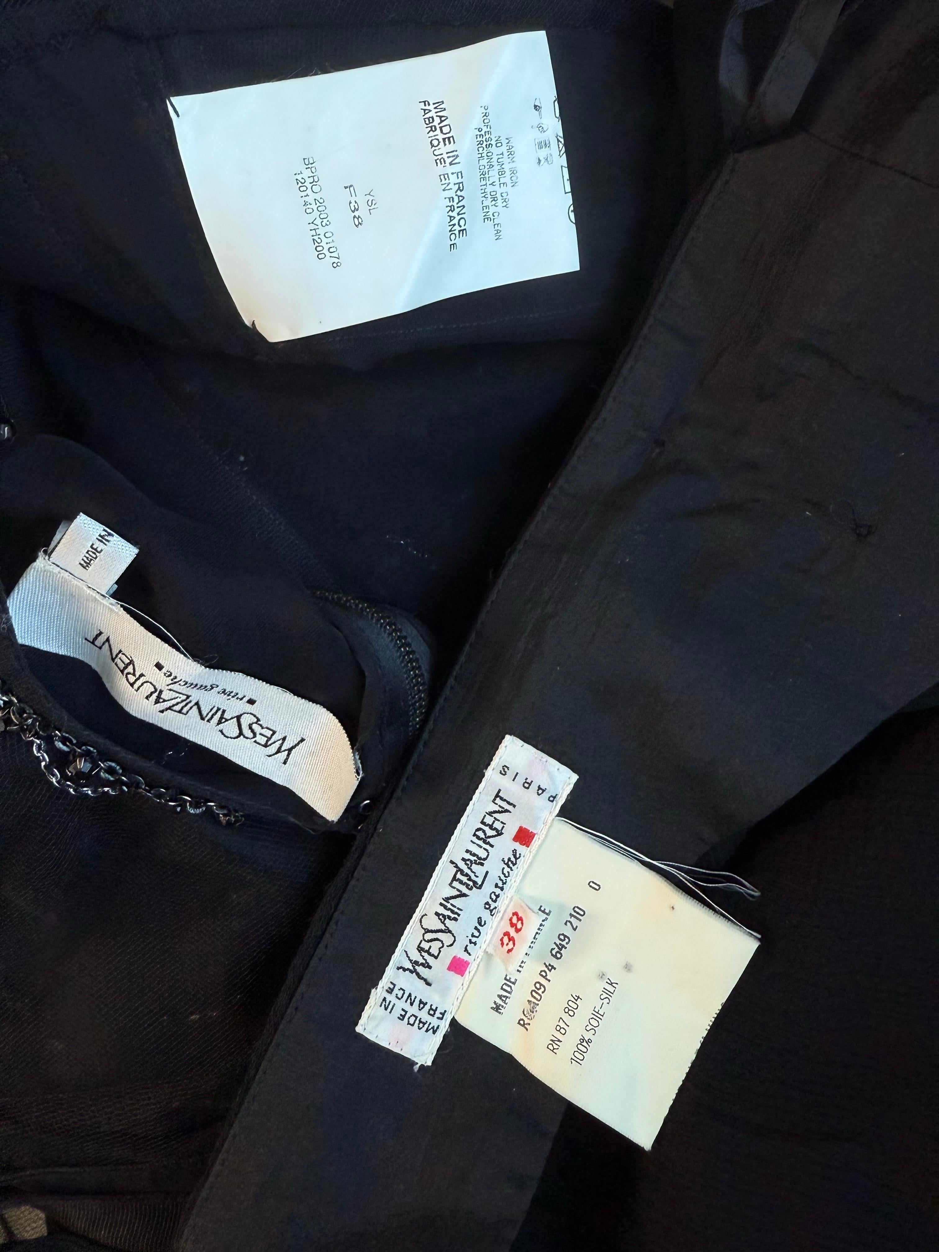 Tom Ford for Yves Saint Laurent F/W 2003 Runway Sheer Bra Top& Skirt 2 Piece Set in vendita 12