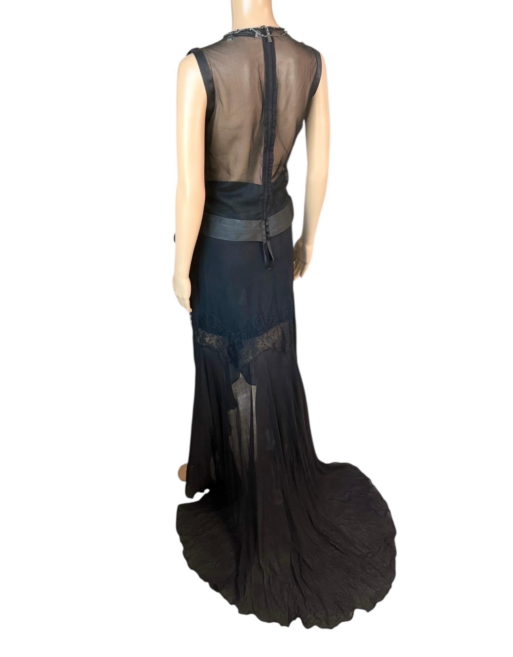 Tom Ford for Yves Saint Laurent F/W 2003 Runway Sheer Bra Top& Skirt 2 Piece Set in vendita 2