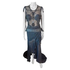Tom Ford for Yves Saint Laurent F/W 2003 Runway Sheer Bra Top
Skirt 2 Piece Set