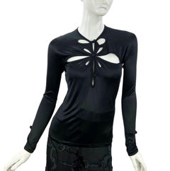 Tom Ford for Yves Saint Laurent F/W 2004 Black Jersey Cut-Out Stretch Top It. S