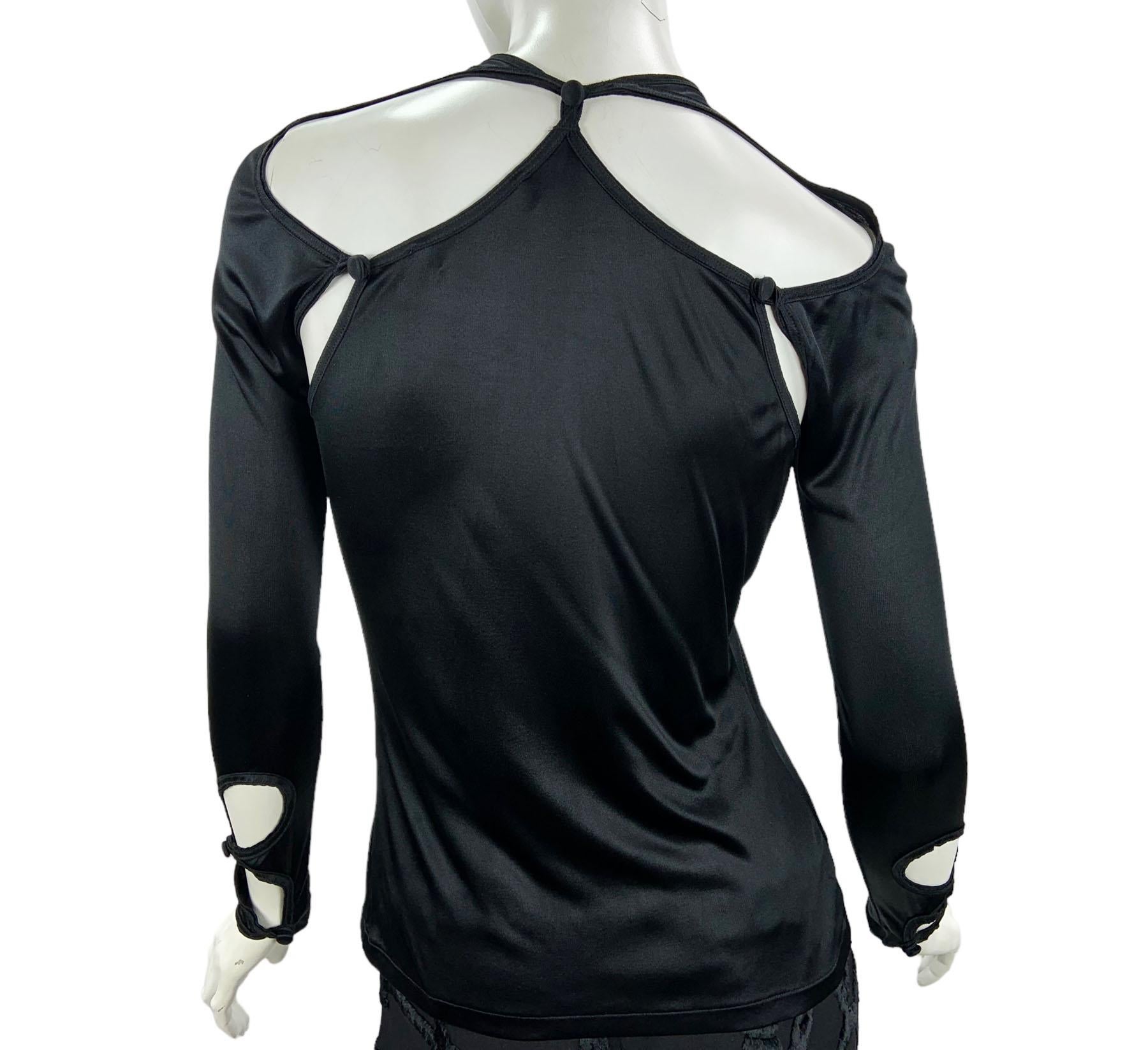 Tom Ford for Yves Saint Laurent A/I 2004 Top nero in jersey cut-out stretch It. S In condizioni ottime in vendita a Montgomery, TX